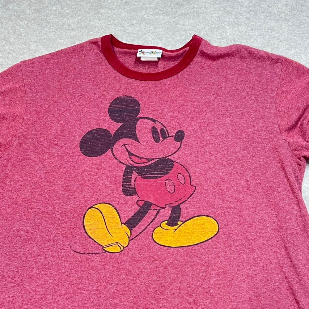 Vintage Walt Disney World Mickey Mouse Ringer T-Shirt Mens XL Retro Graphic GUC